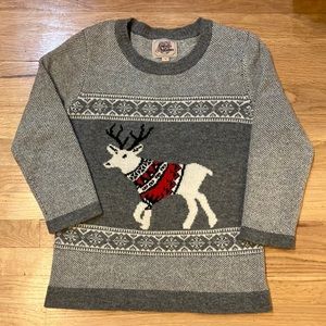 Arabella & Addison dog with antlers Christmas holiday merino wool sweater